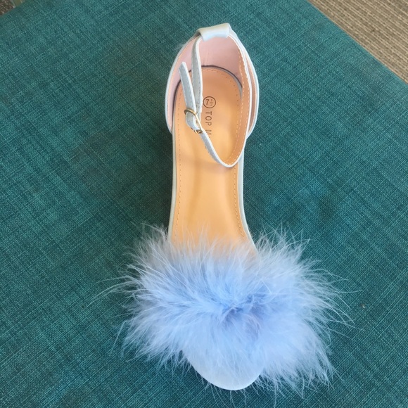 light blue fur heels